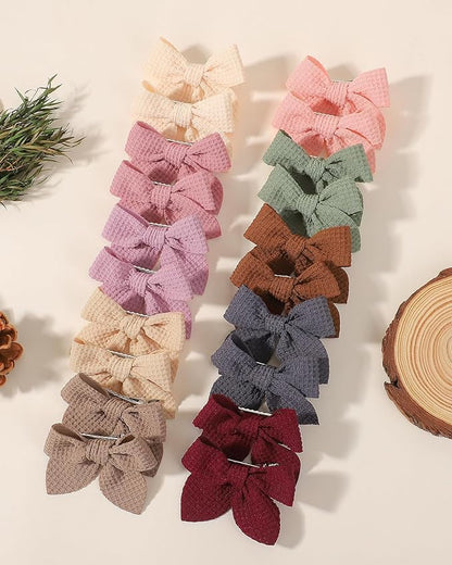 Jollybows 20pcs Baby Hair Bows Clips 2" Mini Fable Alligator Clip Toddler Pigtail Bow Fine Hair Clip Baby Girl Hair Accessories