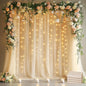 Fomcet Tulle Curtains with Lights String Champagne 20FT X 8FT Sheer Backdrop Curtains for Parties Wedding Baby Shower Photo Shoot Decorations (4 Panels 5x8FT)