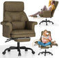 ELABEST C39 Cross Legged Office Chair with Footrest & Convertible Armrests - Pet-Friendly XL Home Desk Chair, Ergonomic Recliner with Lumbar Pillow, Criss Cross Design, Big and Tall Executive Chair