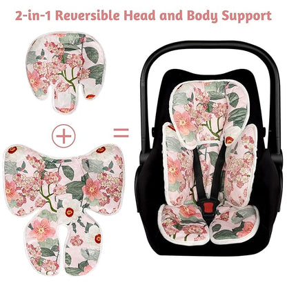 TANOFAR Infant Car Seat Head Support, Soft Baby Carseat Head & Body Support, Flower Baby Car Seat Insert Cushion for Newborn Boys