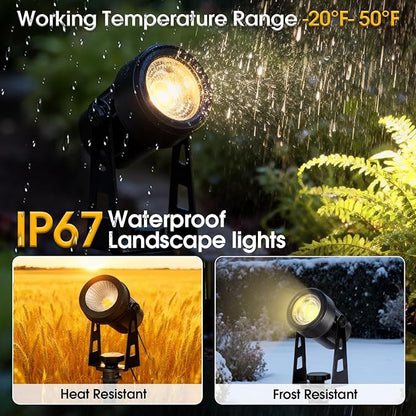 CPLIRIS Outdoor Landscape Lighting, LED Spot Lights Kit for Garden, Yard, House, Lawn, Tree, Flags, Fence Use, Warm White 2700k-3300k, IP67 Waterproof & Connectable - 6 Pack