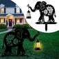 Elephant Solar Garden Stakes, Elephant Silhouette Decorative with Solar Lantern, Metal Garden Decor for Yard,Lawn,Pathway