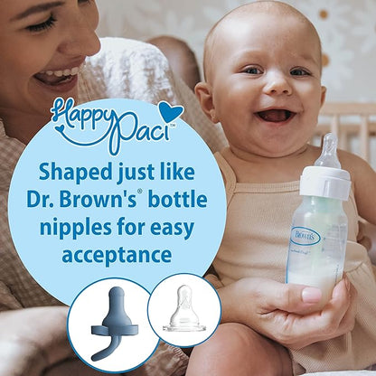 Dr. Brown's Bottle and Pacifier Healthy Wipes, Naturally Cleaning for Bottles and Baby Items, 30 Count, 3 Pack & HappyPaci 100% Silicone Pacifier 0-6m, BPA Free, White, Blue, Light Blue, 3 Pack