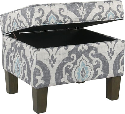 Home Decor | Dinah Collection Modern Storage Ottoman | Ottoman with Storage for Living Room & Bedroom(Blue Slate)