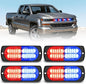 Nilight 4PCS 24LED Emergency Strobe lights 12V 24V Red Blue Surface Mount Grille Hazard Safety Warning Light Sync Feature Side Flashing Marker Flash for Car Truck Campers