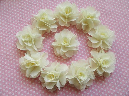 YYCRAFT Pack of 30 Chiffon Flower 1.5" Hair Flower Headband-Ivory