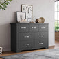 LINSY HOME 7 Drawers Dresser for Bedroom, 47" Wide Rustic Wood Dressers & Chests of Drawers, Modern Storage Dresser with Antique Handles for Closet, Living Room, Hallway, Black