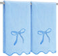 2 Pcs Blue Scalloped Hand Towels