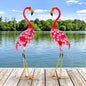 Giantex Flamingo Garden Statues Set of 2, Standing Metal Flamingo Sculptures Bird Ornament Yard Decorations for Lawn Backyard Porch Patio Outdoor Decor, with 4 U-Shaped Stakes (Flamingo)