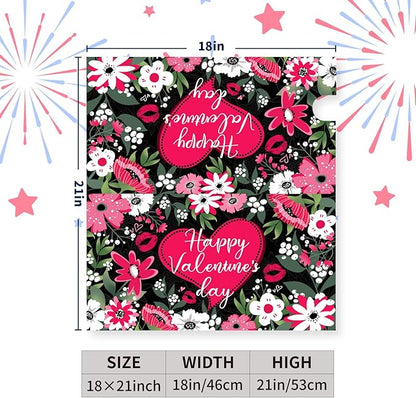 Happy Valentines Day Mailbox Covers Magnetic Standard Size Valentine Mailbox Post Cover Red Heart Truck Floral Flower Valentine's Day Mailbox Decor Waterproof Mail Box Wraps 21 * 18 Inch