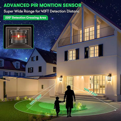 13in Motion Sensor Porch Light, Anti-Rust 100% Aluminum Dusk to Dawn Outdoor Light Fixtures, Exterior Wall Lantern Sconce Lighting Brown, Outside Lights for House Wall Mount for Entryway Garage