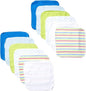Luvable Friends Unisex Baby Cotton Rich Washcloths, Blue Stripe, One Size
