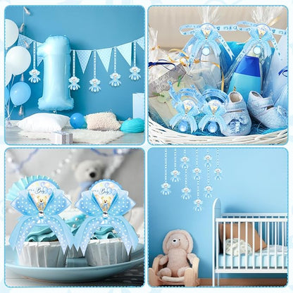 Hotop 36 Pcs Baby Shower Pacifier Necklace Bulk Bear Acrylic Pacifier Necklace for Baby Shower Charm Necklaces Party Favors for Girls Boys Gender Reveal Decoration Table Pieces(Blue,Boy)