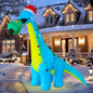 DR.DUDU 12 FT Christmas Inflatable Outdoor Decorations, Large Blow Up Dinosaur Inflatables with Santa Hat Christmas Tree Light up Giant Xmas Holiday Decor for Yard Lawn Garden Outside