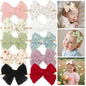 LemonSpace 4" Handmade Baby Girl Bows and Headbands,10 pcs Strechy Soft Nylon Hairbands Hair Bows for Newborns Infants Toddlers Elastic Baby Hair Accessories for Girls Gifts