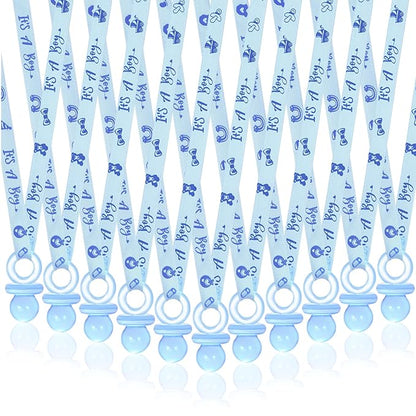 ZYFLSQ 36 Pieces Baby Shower Pacifiers Necklace, Cute Acrylic Pacifier Necklaces for Baby Shower Games Boy Charm, Party Favors, Decorations DIY, Gender Reveal Table Scatter(Blue)