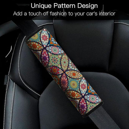 Car Seat Belt Pad Cover, 2-Pack Soft Car Safety Seat Belt Strap Shoulder Pad for Adults and Children, Suitable for Car Seat Belt, Backpack, Shoulder Bag (Pretty Mandala)