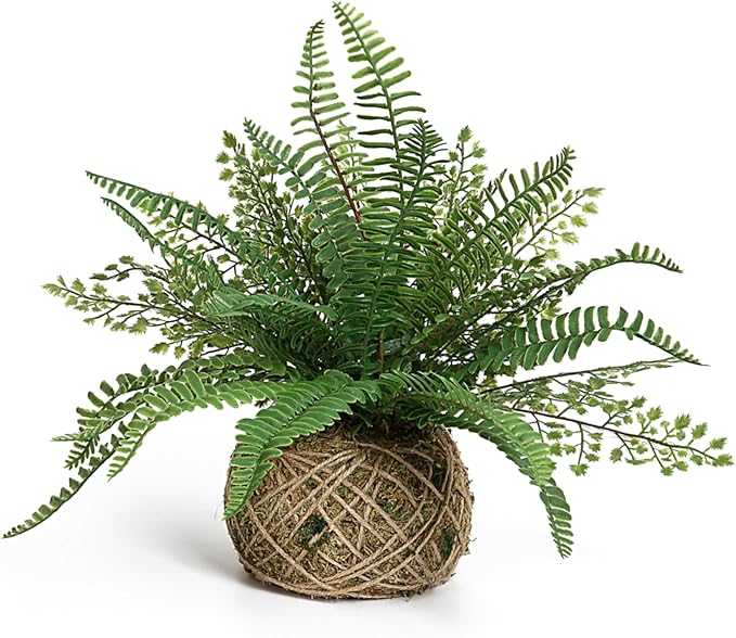 Artificial Boston Fern Plants Bushes Faux Plants Shrubs Greenery for House, Office, Garden, Inddor and Outdoor Decor (Small)