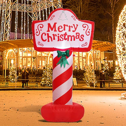 4 FT Tall Christmas Inflatable - Blow Up Yard Decoration With LED Lights, Merry Christmas Sign, Outdoor Holiday Lawn Party Decor