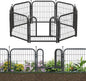 Decorative Garden Metal Fence 15.7ft (L)×24in (H) with 7 Panels 1 Gate Outdoor, No Dig Rustproof Wire, Animal Barrier Fencing for Outdoor Yard Patio Flower Bed,（Black-Silver）