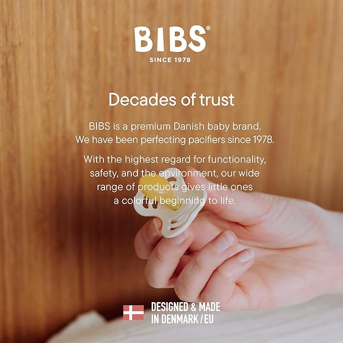BIBS Supreme Baby Pacifier 2-Pack | Made in Denmark | BPA Free Dummy Soother, Symmetrical Nipple. Silicone, Size 2 (6-18 Months), Haze/Blossom