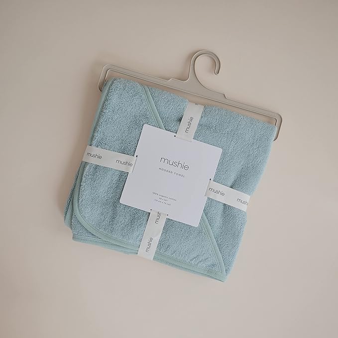 mushie Baby Hooded Towel | Organic Cotton (Sea Mist)