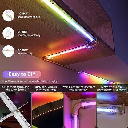 PAUTIX RGB Smart IC COB LED Strip Light Addressable 32.8ft/10m,UL-Listed 24V Color Flowing Strip Light Multicolor Flexible Tape Lights with APP Control/Music Mode,for TV,Bedroom,Party DIY Decoration