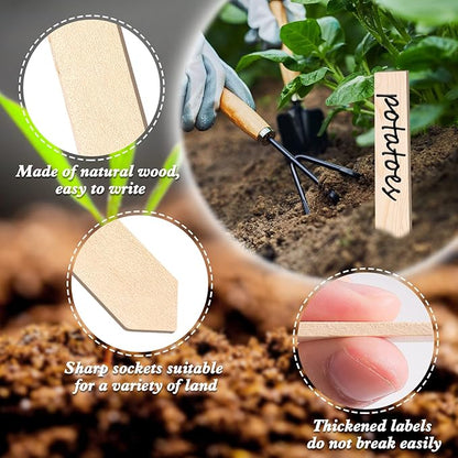 Zkptops 100Pcs Wooden Plant Labels Plant Tags 6 Inch Garden Plants Markers Waterproof Seed Labels Markers Sticks Outdoor Garden Label Stakes Sign Wooden Plants Name Tags for Seedling Vegetables Flower