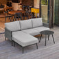 EAST OAK Life Chatter Patio Furniture Set, Outdoor Furniture Sectional Sofa Set with Round Coffee Table, 4 Seats Sofa Deep Seating with Thick & Washable Cushions, Black & Grey
