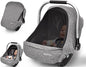 Baby Car Seat Cover, Large Mesh Window, Breathable Fabric, Infant Windproof Canopy, Universal Fit CarSeat Covers for Babies, Machine Washable, Gray