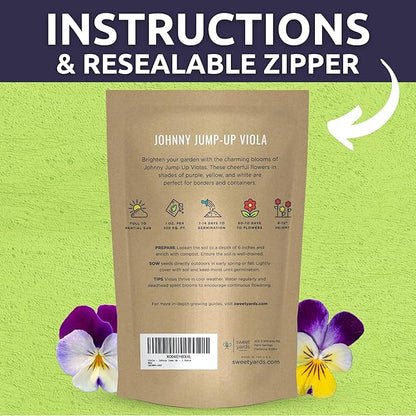 Viola - Johnny Jump-Up - Bulk 1 Ounce Pouch - 40,000 Flower Seeds for Planting - Viola Tricolor