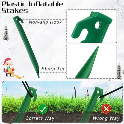 Aodaer 16 Pieces Plastic Inflatable Stakes 8.8 Inch Christmas Halloween Yard Stakes Heavy Duty Anchor Replacement Inflatable Accessories for Garden Outdoor Inflatable Decorations, Green