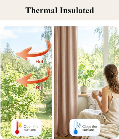StangH Nursery Bedroom Curtains 96 inches Long, Blush Beige Soft Room Darkening Window Treatment for Living Room Sliding Door/Girls Closet/Office, W52 x L96, 2 Panels