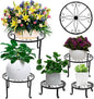 5 packs Rustproof Metal Plant Stands for Multiple Plant, Heavy Duty Plants Holder Outdoor Indoor, Round Wrought Iron Flower Planter Pot Stand, Corner Gardening Pumpkin Stand Black