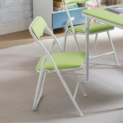 VECELO Kids Folding Activity Table and Chair Set, with Ultra Soft Padded Cushion, 5 Piece, Sage Green