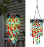 Hanging Solar Lanterns Outdoor Chandelier,Colorful Metal Butterfly with Acrylic Crystal Wind Chimes for Outside,Solar Lights Color Changing LED Outdoor Decorative for Paito,Porch,Yard