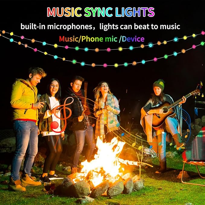 Smart Flower Fairy Lights, 33FT 66 LED String Light, Halloween Lights Outdoor for Party with App, Music Sync,Group Control String Lights for Bedroom, Party, Wedding,