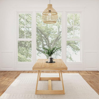 Plank+Beam72 Inch Farmhouse Dining Table,Solid Wood Rustic Kitchen Table,Large Wooden Rectangular DinnerTable for Dining Room,Home Office,Living Room Furniture,Easy Assembly,Blonde Wirebrush,6 Seating