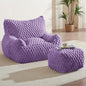 Bean Bag Chair with Ottoman - Modern Comfy Beanbag Sofa with Footrest, Soft Faux Fur Lounger Chair for Adults Teens, Cozy Memory Foam Filled Gaming Reading Chairs for Bedroom, Living Room (Purple)