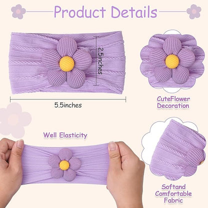 JOYOYO 10 Colors Baby Flower Headbands Baby Girls Nylon Headband Soft Hairbands Hair Accessories for Newborn Infant Toddler Kids