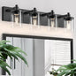 Bathroom Vanity Light, 4 Light Matte Black Light Fixture with Clear Glass Shade, 29 in Modern＆Farmhous Vanity Lights, Bathroom Light Fixtures Over Mirror for Bathrooms, Livingroom