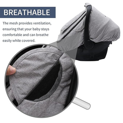Baby Car Seat Cover - 3-Layer Thick Fabric, Waterproof, Breathable Mesh Window - Windproof & Snow Blocking, Keep Baby Warm in Winter - Universal Fit for Infant Car Seat and Carrier