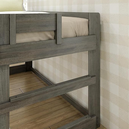 Max & Lily Modern Farmhouse Low Loft Bed, Twin Bed Frame For Kids, Driftwood