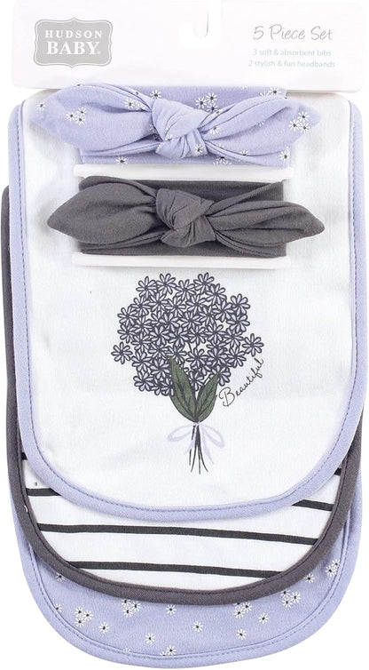 Hudson Baby Unisex Baby Cotton Bib and Headband Set