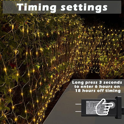 Eueasy Outdoor 360 LED Gazebo Net Lights, 10×10 FT Connectable Fairy Lights with 8 Modes, for Bushes, Garden, Backyard, Holiday, Christmas