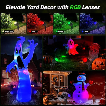 Spotlight Outdoor – 120V Plug-in, 2700K Warm White LED Landscape Spot Lights with RGB 3 Lenses for Yard, Garden, Lawn&Tree Decor, IP67 Waterproof, Perfect for Holidays&Everyday (2 Pack, Green)