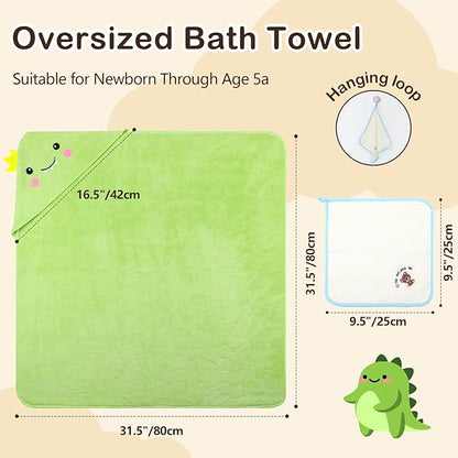 OFUSUY 6 PCS Baby Bath Towels, 3 PCS Animal Hooded Baby Towels & 3 PCS Washcloths, Baby Bath Towels for Infants & Toddlers - Soft & Ultra Absorbent, Cute Newborn Bath Essentials Gifts for Boys & Girls