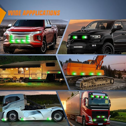 Nilight 4PCS LED Strobe lights 12V 24V Sync Feature Green White 24LED Emergency Hazard Warning Lights with Controller Hard Wire or Cigarette Lighter Plug for Car Truck RVs Campers