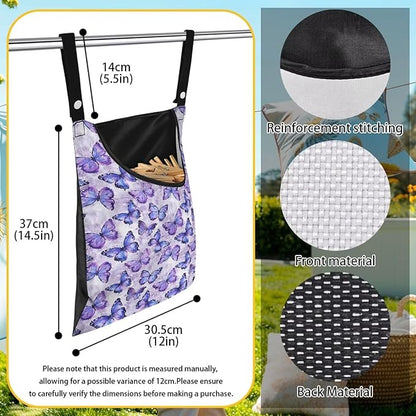 2 Pcs Butterfly Purple Clothespin Bag