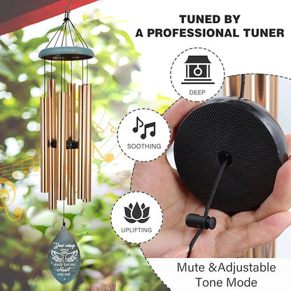 ASTARIN Personalized Memorial Wind Chimes, Angel Wings Sympathy Gifts Wind Chime for Loss of Loved Mom/Dad, Commemorative Windchime for Condolences/Funeral